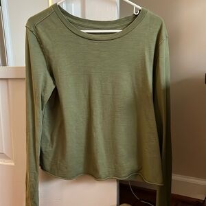 Olive green crop top. Pure cotton